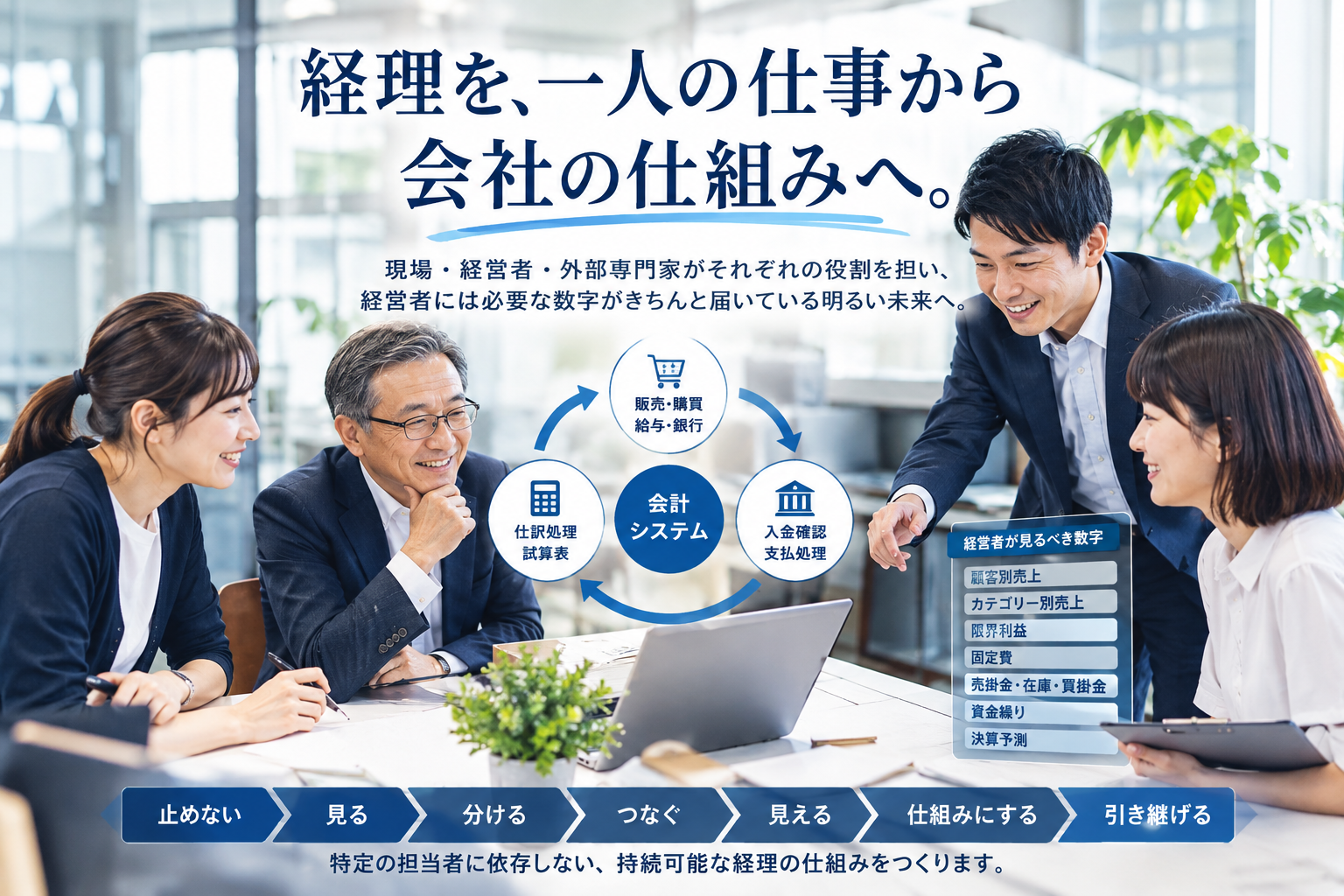 経理を一人の仕事から会社の仕組みへ変える経理アウトソーシング